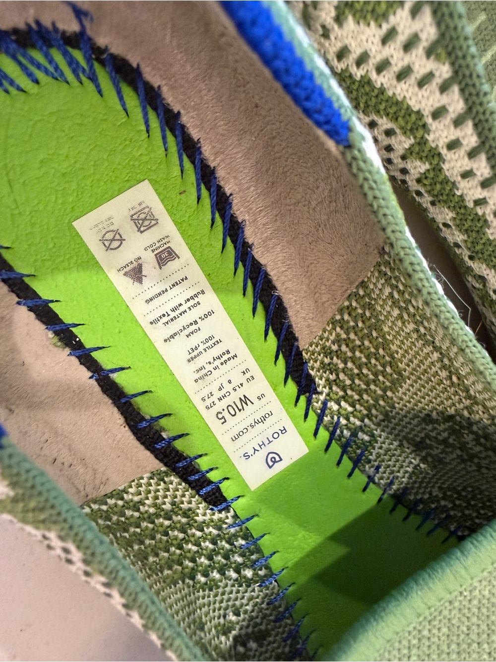 Rothy's Classic The Point - Green and White Pointed Knit Ballet Flats - Picture 4 of 5